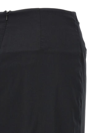Black Cotton Midi Skirt