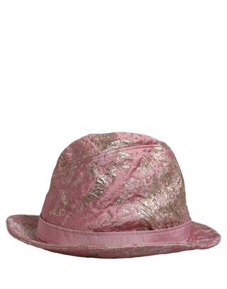 Pink Metallic Jacquard Pattern Bucket Capello Hat