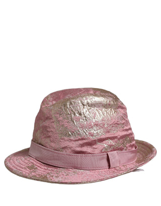Pink Metallic Jacquard Pattern Bucket Capello Hat