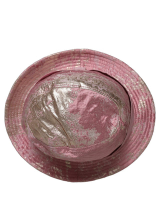 Pink Metallic Jacquard Pattern Bucket Capello Hat