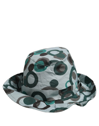 Teal Cotton Big Polka Dot Pattern Bucket Hat
