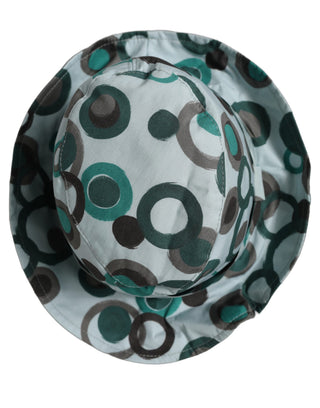 Teal Cotton Big Polka Dot Pattern Bucket Hat
