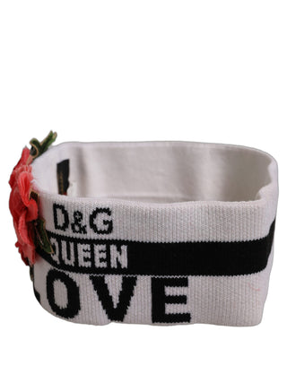 White D&G Queen Love Floral Applique Head Band One Size Hat