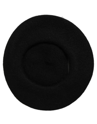 Black Wool French Style Beret Capello Hat