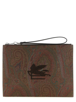 Brown Cotton Clutch Bag