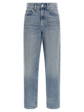 Blue Cotton Straight-Leg Jeans