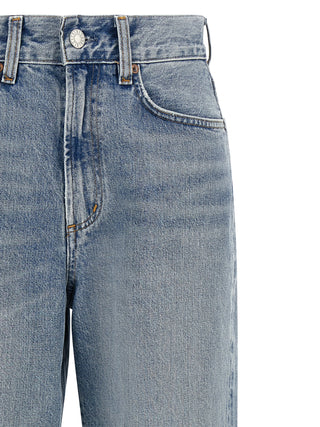 Blue Cotton Straight-Leg Jeans
