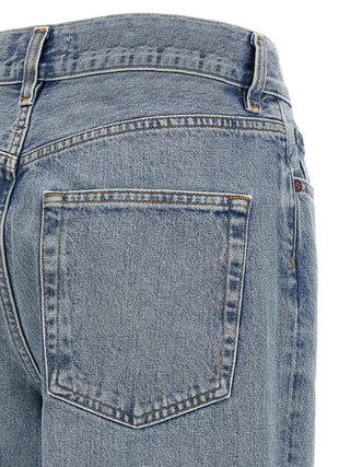 Blue Cotton Straight-Leg Jeans