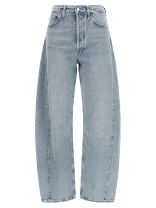 Blue Cotton High-Waisted Jean