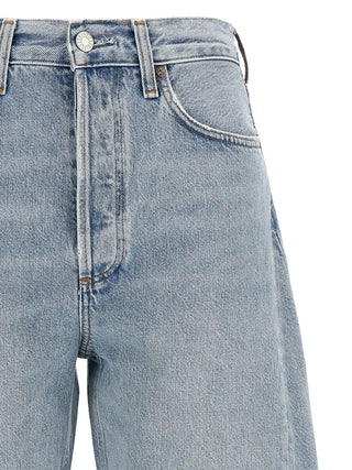 Blue Cotton High-Waisted Jean