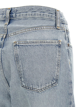 Blue Cotton High-Waisted Jean