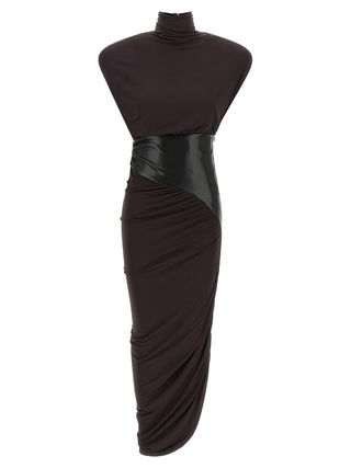 Bordeaux Viscose Midi Dress