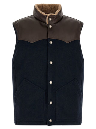 Blue Wool Sleeveless Jacket
