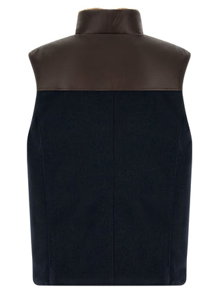 Blue Wool Sleeveless Jacket