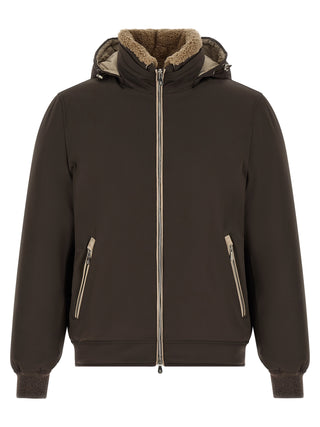 Brown Polyamide Full-Length Jacket