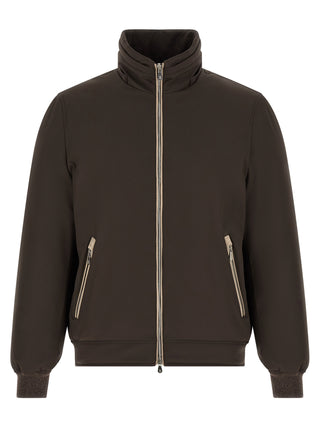 Brown Polyamide Full-Length Jacket