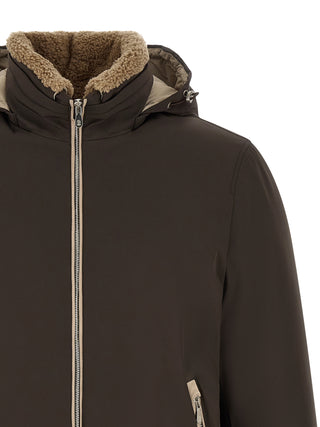 Brown Polyamide Full-Length Jacket