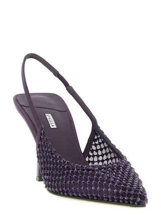 Purple Polyester High Heel Pumps