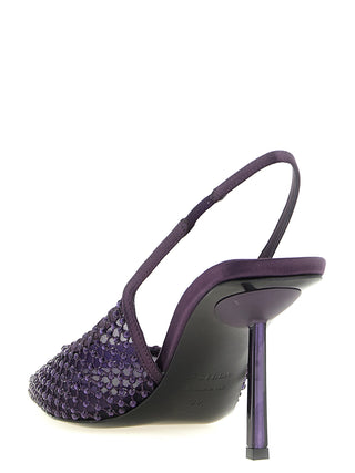 Purple Polyester High Heel Pumps