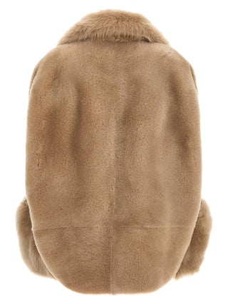 Beige Lamb Fur Sleeveless Jacket