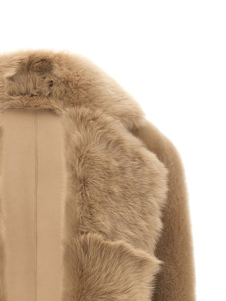 Beige Lamb Fur Sleeveless Jacket