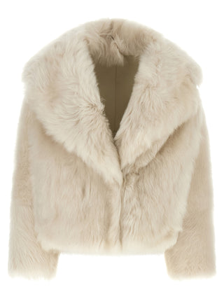 White Lamb Fur Full-Length Jacket