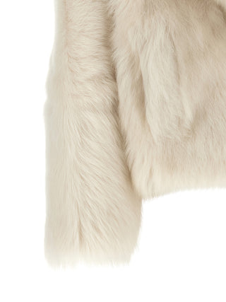White Lamb Fur Full-Length Jacket