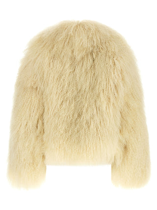 Beige Cashmere Biker Jacket