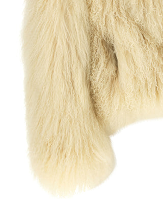 Beige Cashmere Biker Jacket