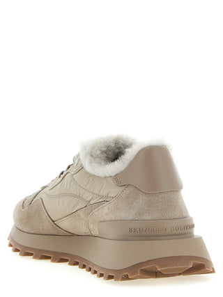 Beige Calfskin Athletic Sneakers