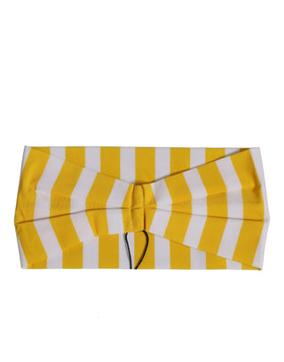 Yellow White Stripes Nylon Head Wrap One Size Headband