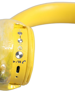 Yellow Vibrant Lemon Leather Headset Headphones