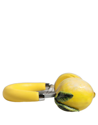 Yellow Vibrant Lemon Leather Headset Headphones