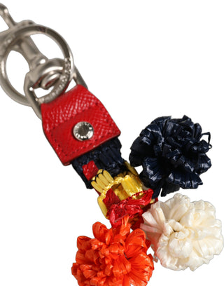 Raffia Leather Clasp Finder Chain Keyring Multicolor