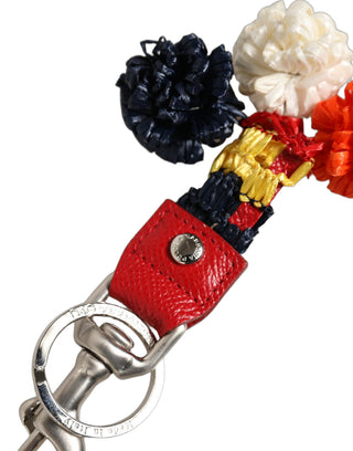 Raffia Leather Clasp Finder Chain Keyring Multicolor