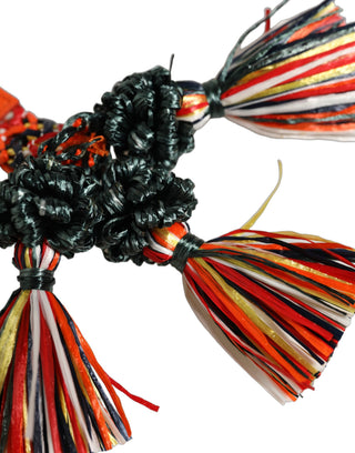 Raffia Leather Clasp Finder Chain Keyring Multicolor