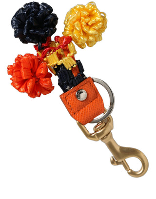 Raffia Leather Clasp Finder Chain Keyring Multicolor