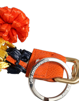 Raffia Leather Clasp Finder Chain Keyring Multicolor