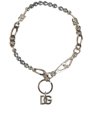 Silver Tone Chain Signature DG Logo Pendant Necklace