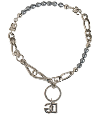 Silver Tone Chain Signature DG Logo Pendant Necklace