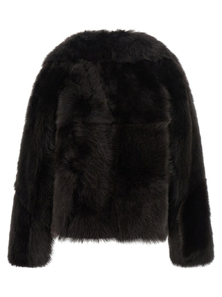 Brown Lamb Fur Full-Length Jacket