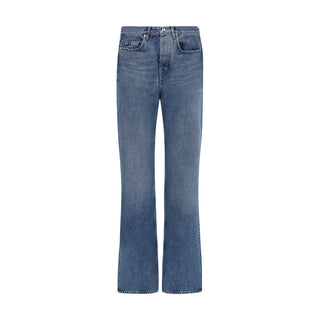 Blue Cotton Straight-Leg Jeans