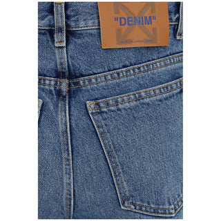 Blue Cotton Straight-Leg Jeans