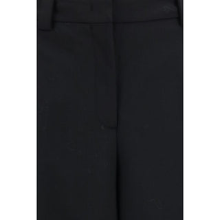 Black Polyester Casual Pants