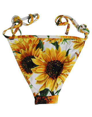 Bottom White Sunflower Nylon Beachwear Bikini