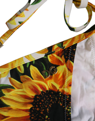 Bottom White Sunflower Nylon Beachwear Bikini