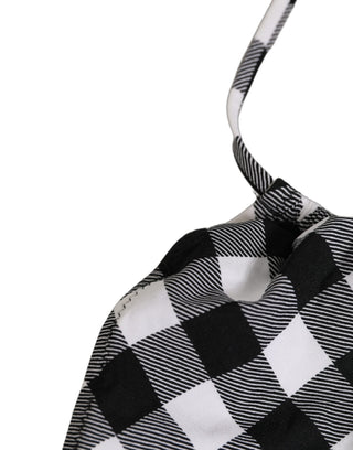 Black White Checkered Halter Beachwear Bikini Top