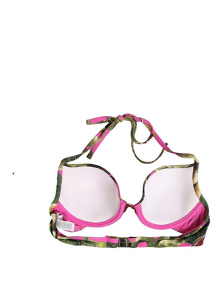 Fuchsia Pink Fig Print Beachwear Bikini Top