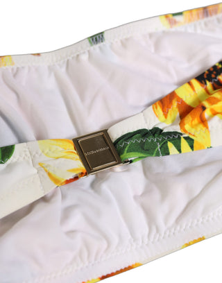 White Sunflower Print Bandeau Beachwear Bikini Top