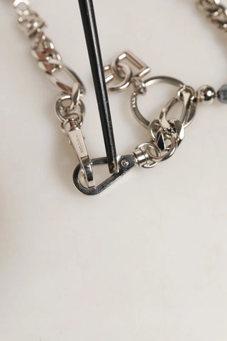 Silver Tone Chain Signature DG Logo Pendant Necklace